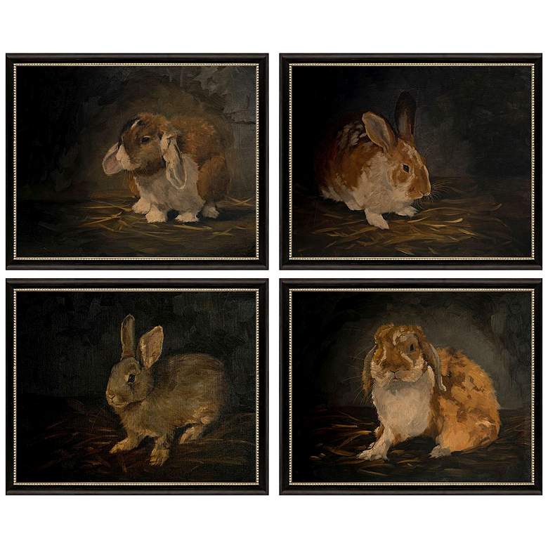 Image 1 Resting Bunny 22"W x 18"H Framed Art Set of 4