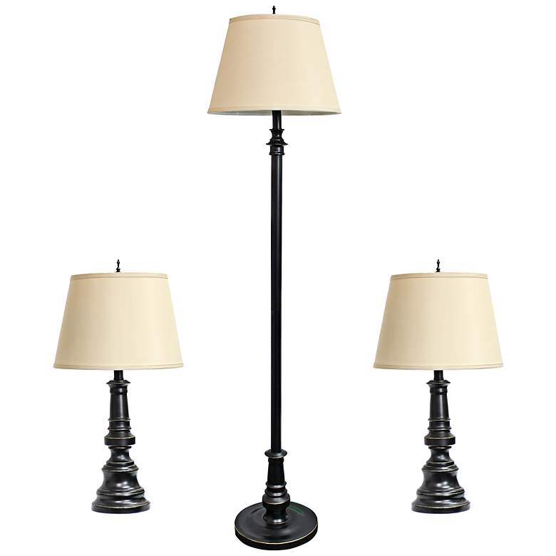 Image 1 Restoration Bronze 3-Piece Floor and Table Lamp Set