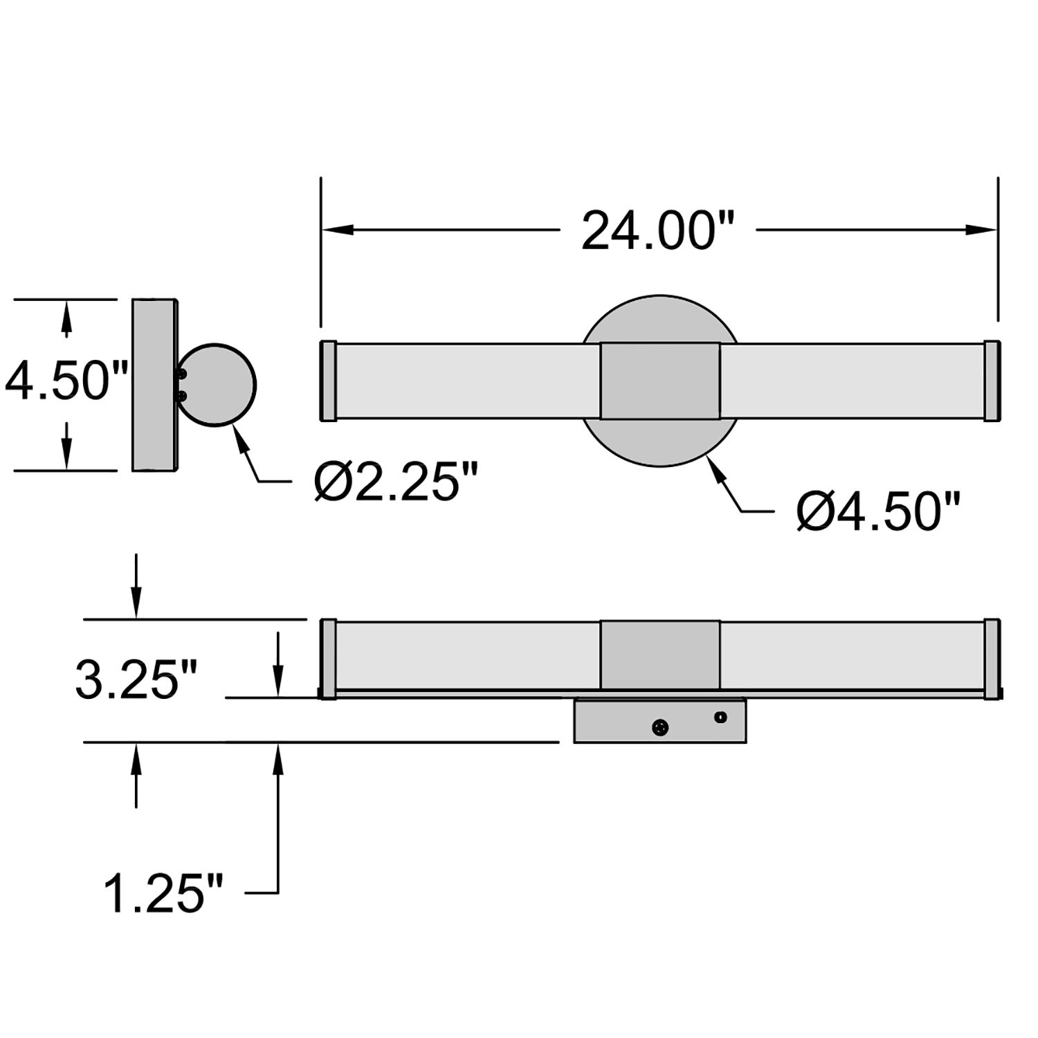 Retreat 24" Wide Medium Brushed Steel LED Vanity Light