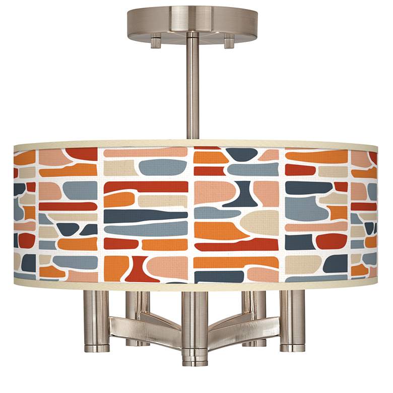 Image 1 Retro Cobblestones Ava 5-Light Nickel Ceiling Light