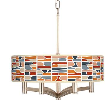 Retro Cobblestones Ava 6-Light Nickel Pendant Chandelier