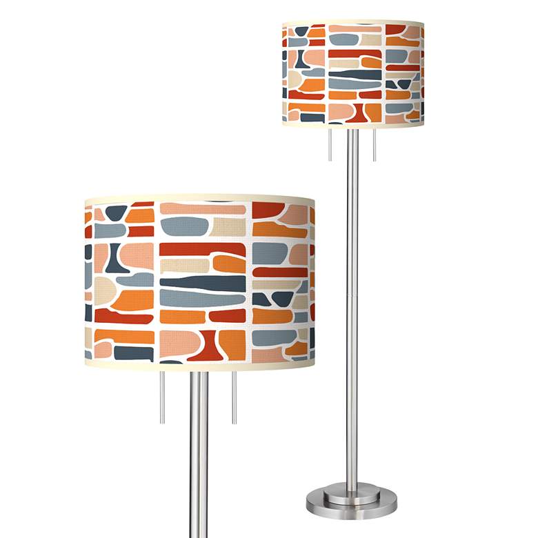 Image 1 Retro Cobblestones Giclee Brushed Nickel Garth Floor Lamp