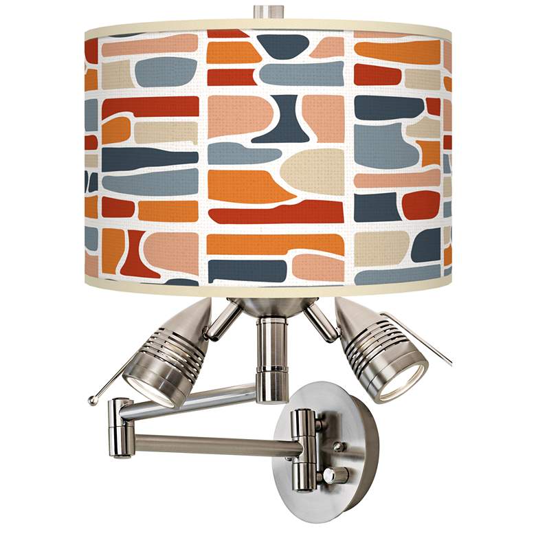 Image 1 Retro Cobblestones Giclee Plug-In Swing Arm Wall Lamp