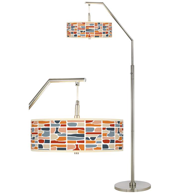 Image 1 Retro Cobblestones Giclee Shade Arc Floor Lamp