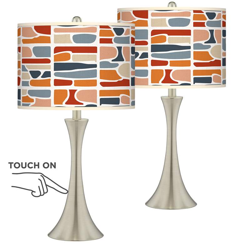 Image 1 Retro Cobblestones Trish Nickel Touch Table Lamps Set of 2