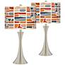 Retro Cobblestones Trish Nickel Touch Table Lamps Set of 2