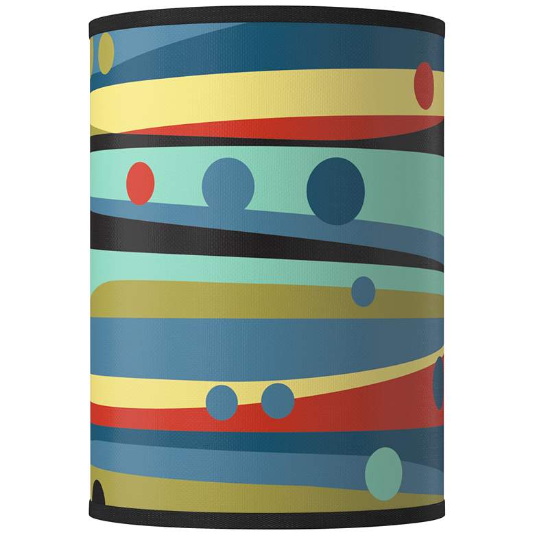 Image 1 Retro Dots &#38; Waves Giclee Round Cylinder Lamp Shade 8x8x11 (Spider)