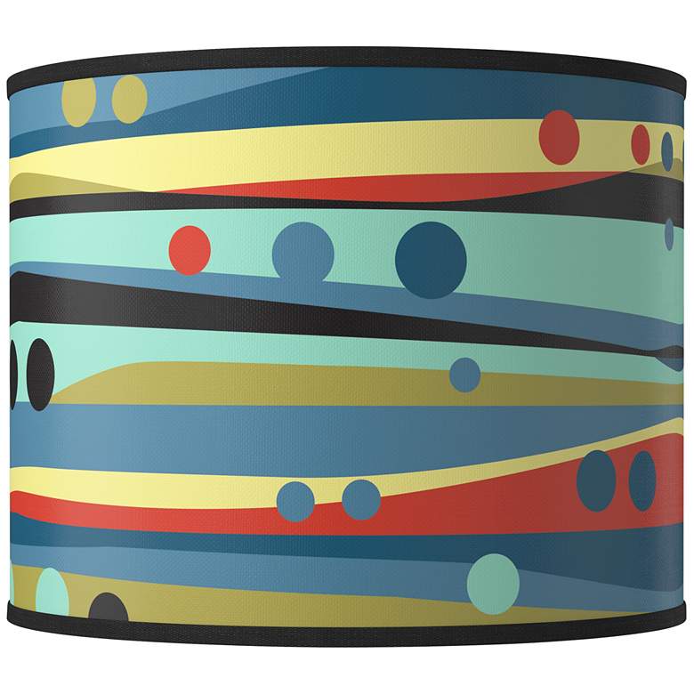 Image 1 Retro Dots & Waves Giclee Round Drum Lamp Shade 14x14x11 (Spider)