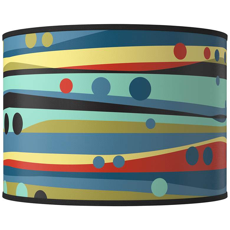 Image 1 Retro Dots &#38; Waves Giclee Round Drum Lamp Shade 15.5x15.5x11 (Spider)