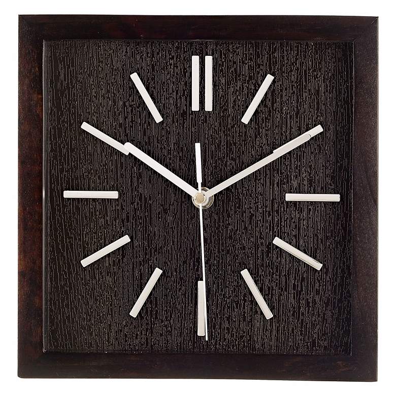 Image 1 Retro Espresso Black 9" Wide Square Wall Clock