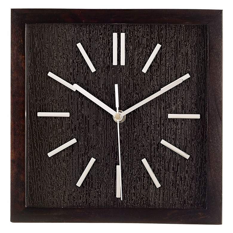 Image 1 Retro Espresso Black 9 inch Wide Square Wall Clock