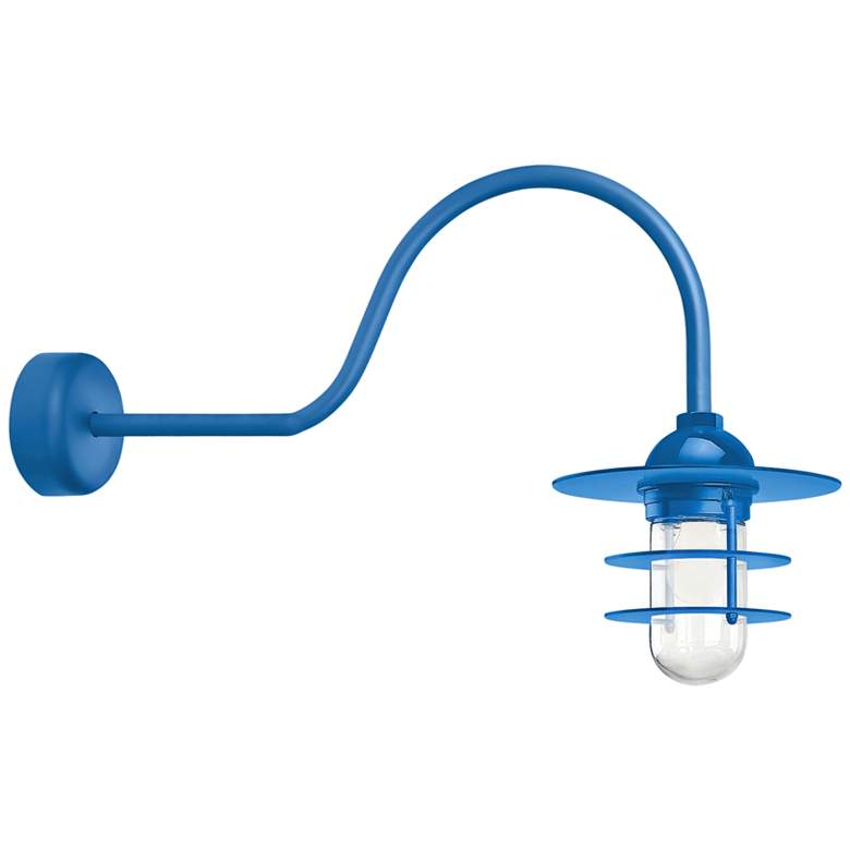 Image 1 Retro Industrial 21 inch High Blue Outdoor Wall Light