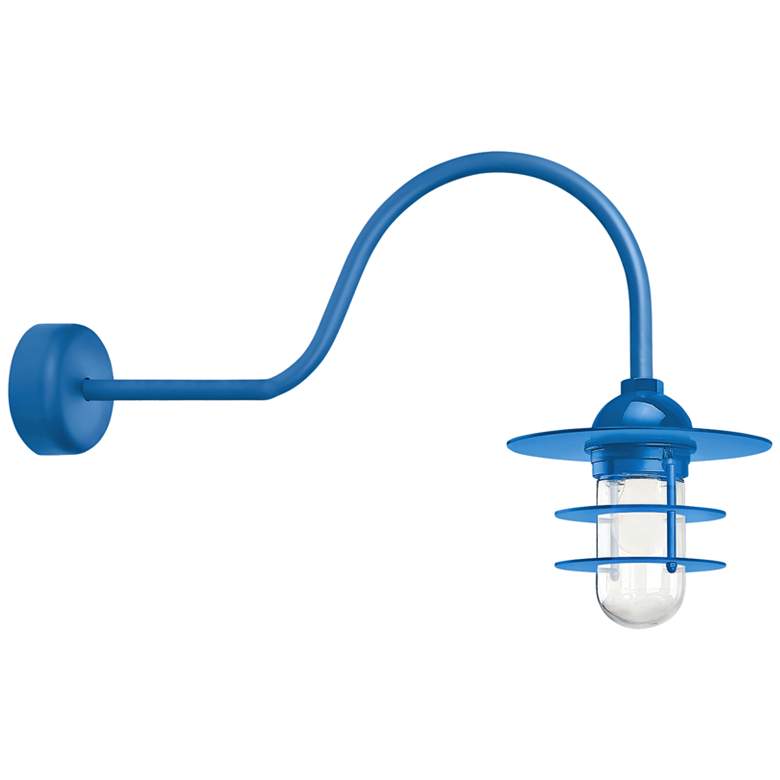 Image 1 Retro Industrial 21" High Blue Outdoor Wall Light