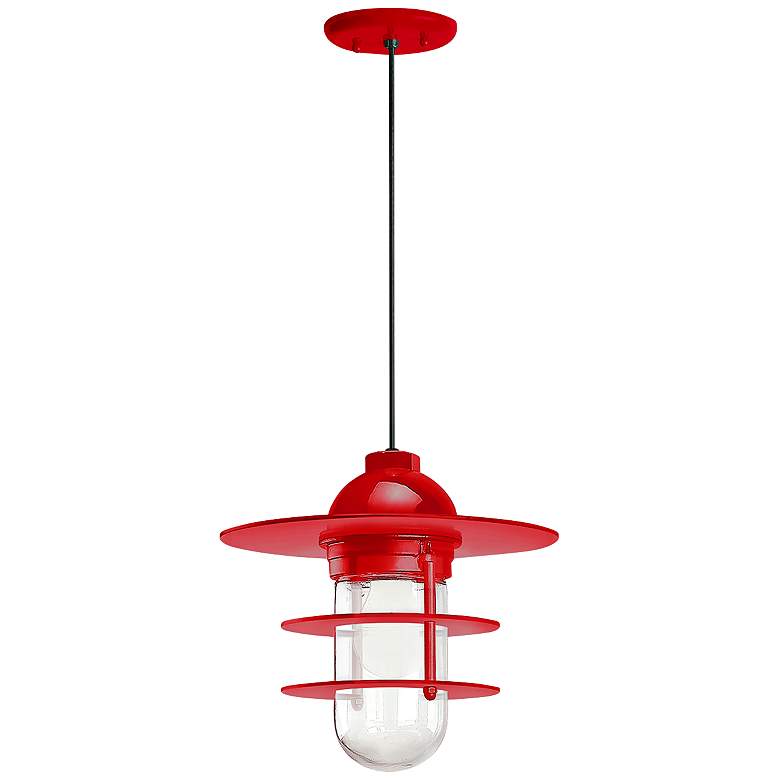 Image 1 Retro Industrial 9 inch High Red Outdoor Hanging Light