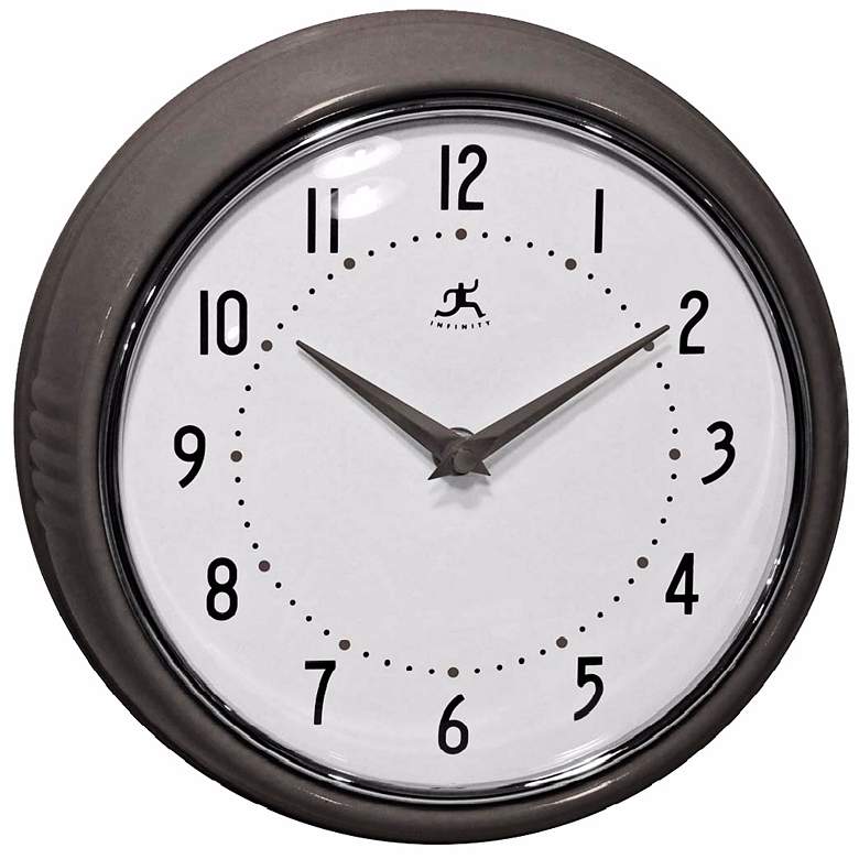 Image 1 Retro Iron Metal 9 1/2" Round Wall Clock