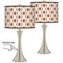 Retro Lattice Trish Brushed Nickel Touch Table Lamps Set of 2