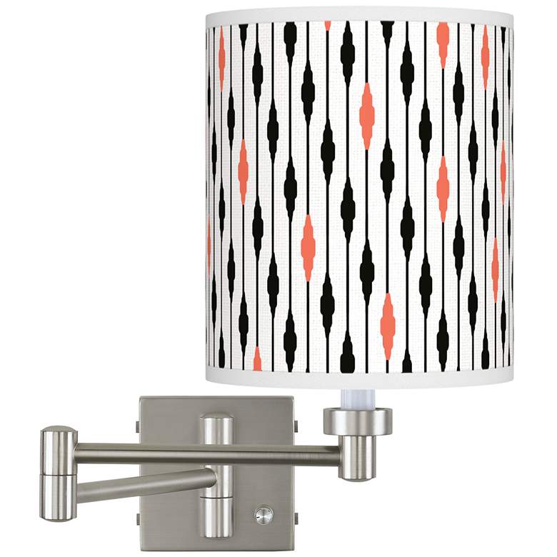 Image 1 Retro Lines Brushed Nickel Swing Arm Wall Lamp