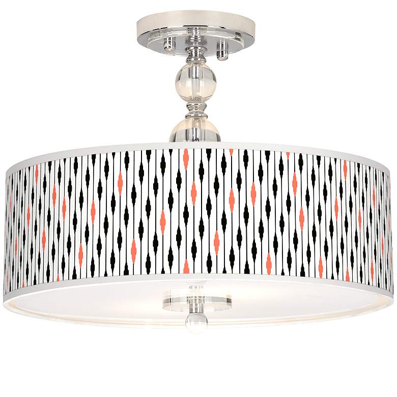 Image 1 Retro Lines Giclee 16" Wide Semi-Flush Ceiling Light