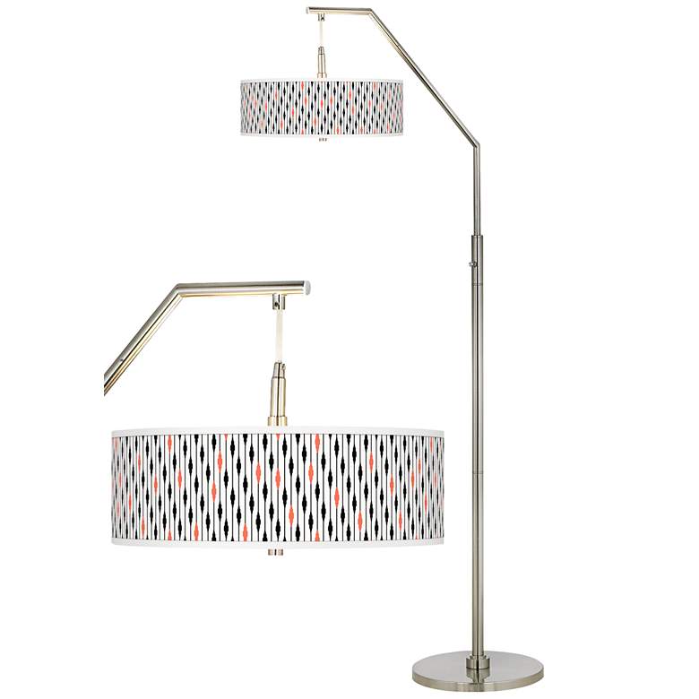Image 1 Retro Lines Giclee Shade Arc Floor Lamp