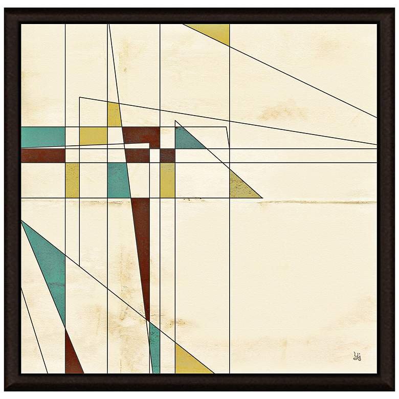 Image 1 Retro Lines on Yellow I 24 inch Square Framed Canvas Art