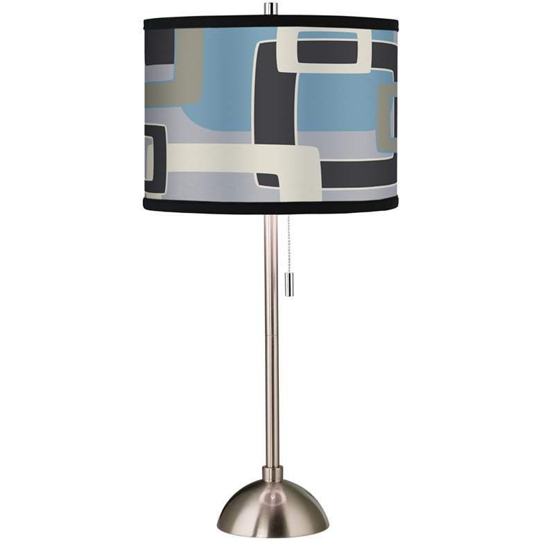 Image 1 Retro Lithic Rectangles Giclee Brushed Steel Table Lamp
