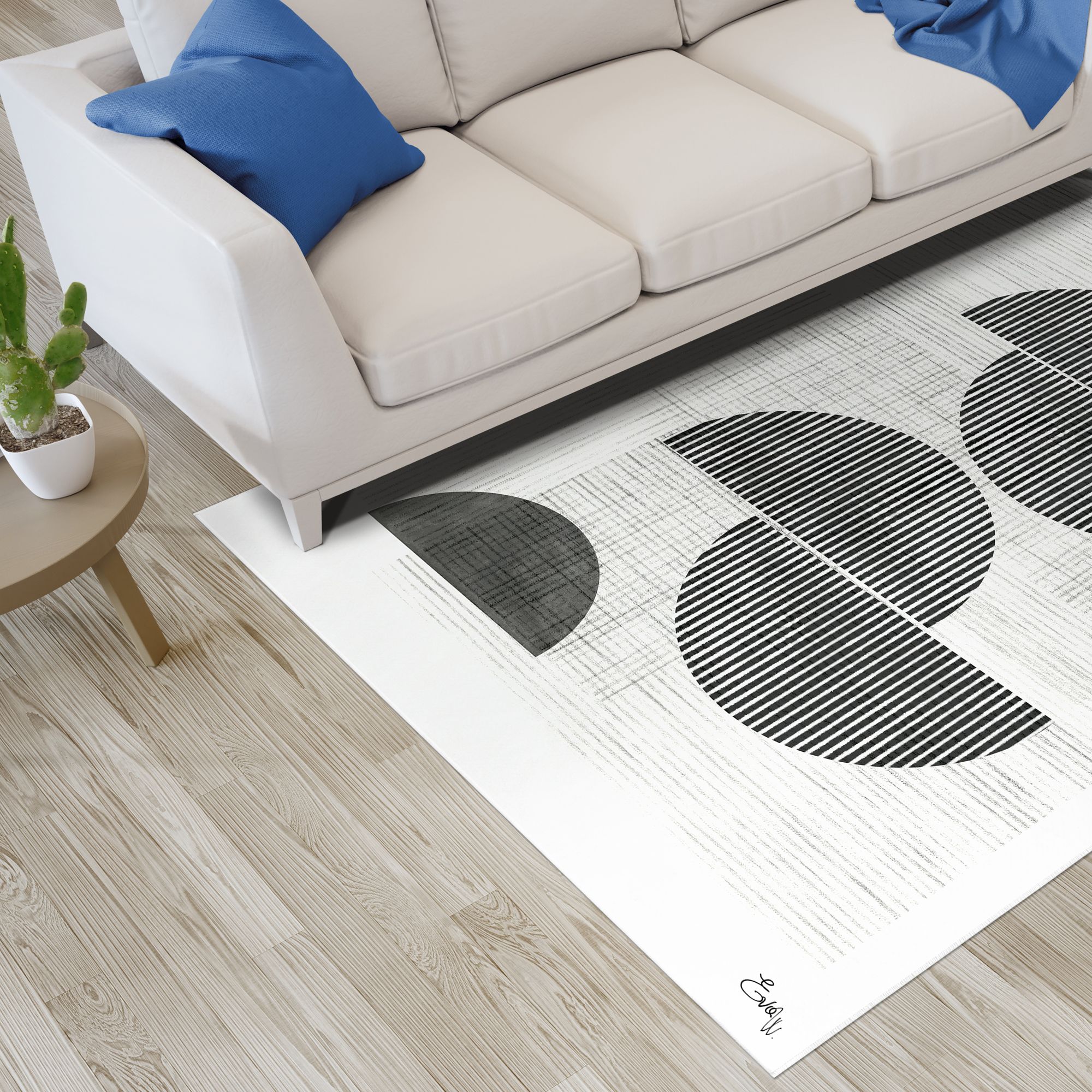 Image 5 Retro Modern Washable Geometric Art Area Rug size 5'x8' more views