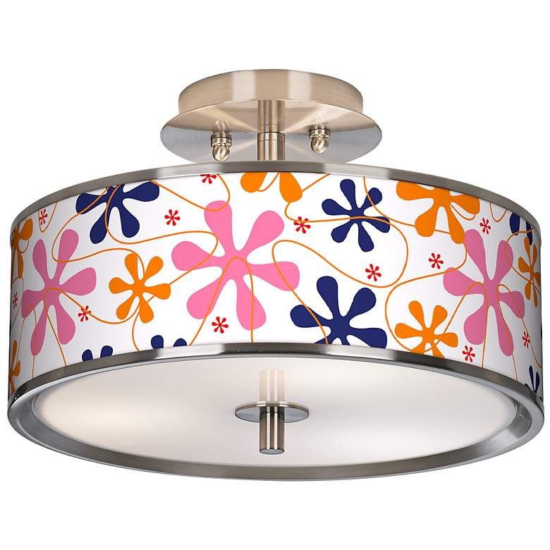 Image 1 Retro Pink Giclee Glow 14 inch Wide Ceiling Light