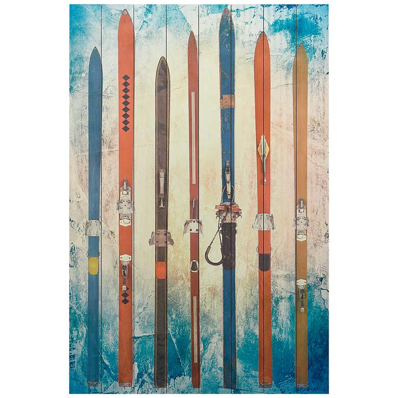 Image 2 Retro Skis 2 45 inch High Giclee Print Solid Wood Wall Art