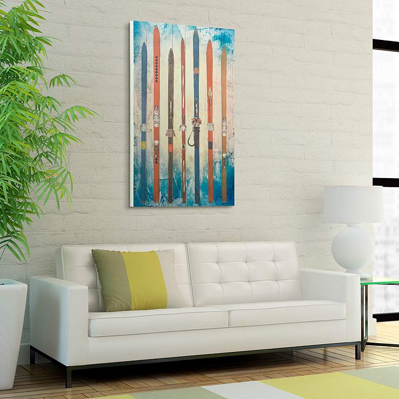 Image 5 Retro Skis 2 45" High Giclee Print Solid Wood Wall Art more views