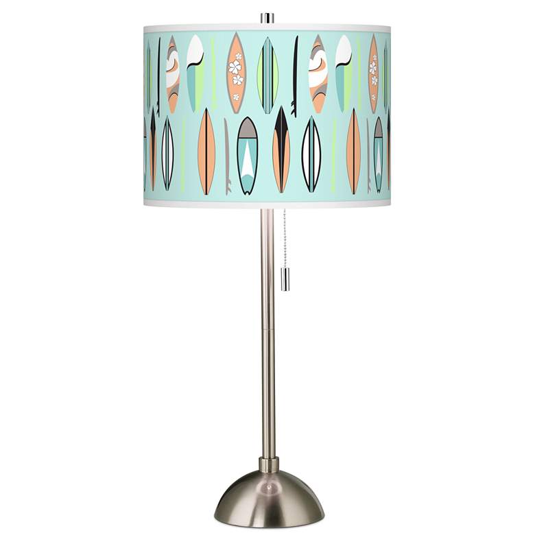 Retro Surf Giclee Brushed Nickel Table Lamp