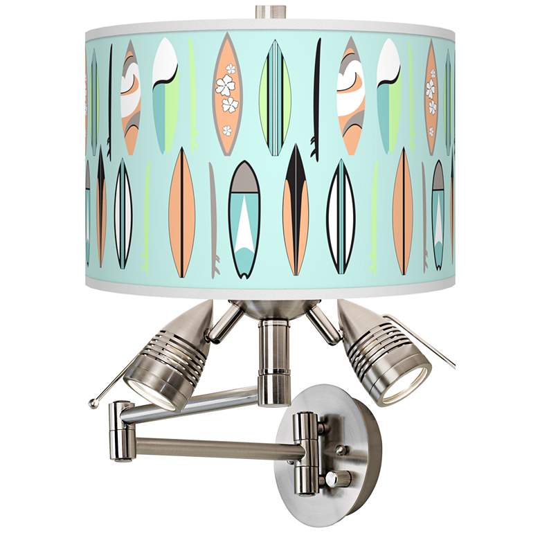 Image 1 Retro Surf Giclee Plug-In Swing Arm Wall Lamp