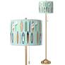 Retro Surf Giclee Shade with Warm Gold Stick Floor Lamp