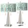 Retro Surf Vicki Brushed Nickel USB Table Lamps Set of 2