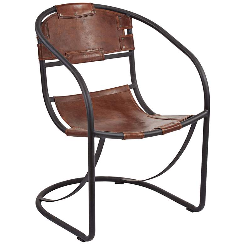 Image 1 Retro Tobacco Leather Retro Round Back Lounger