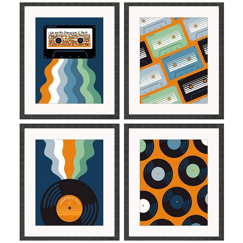 Image 1 Retro Vinyl 21"W x 25"H Framed Art Set of 4