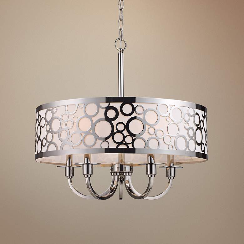 Image 1 Retrovia 5-Light 24" Wide Polished Nickel Chandelier