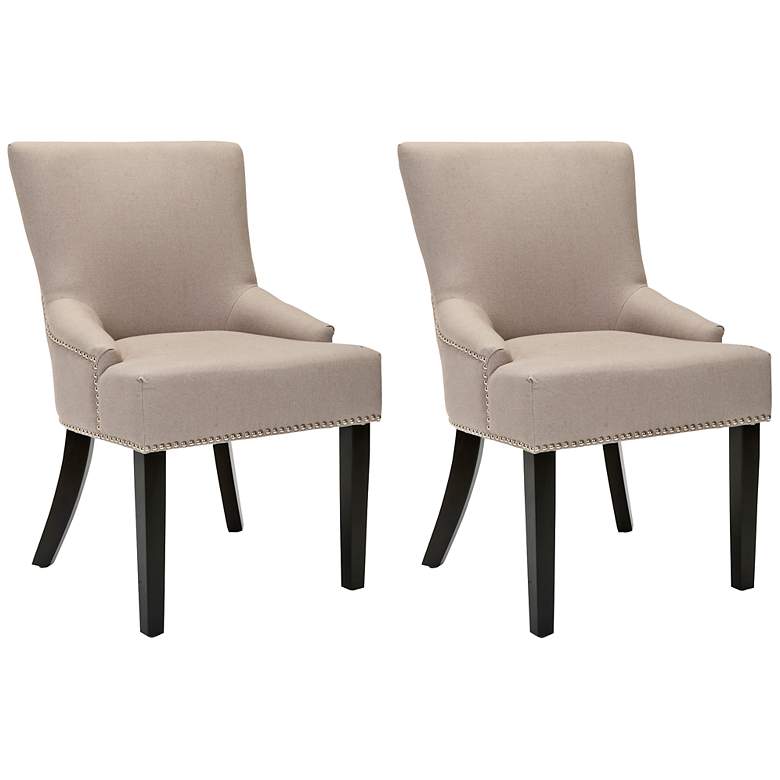 Retta Taupe Linen Upholstered Side Chairs Set of 2