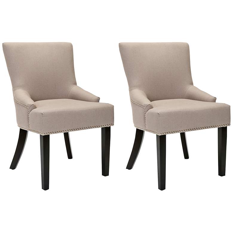 Image 1 Retta Taupe Linen Upholstered Side Chairs Set of 2