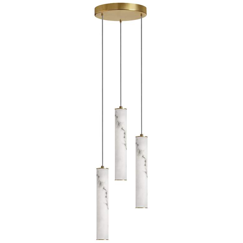 Image 1 Reuben 12" Wide 3-Light Aged Brass Finish Pendant w/ White Shade