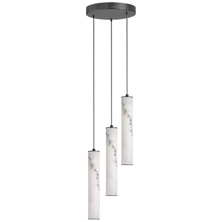 Image 1 Reuben 12" Wide 3-Light Matte Black Finish Pendant w/ White Shade
