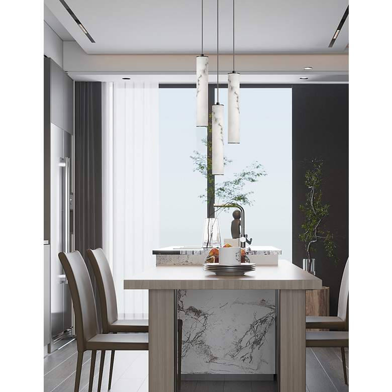 Image 2 Reuben 12" Wide 3-Light Matte Black Finish Pendant w/ White Shade more views