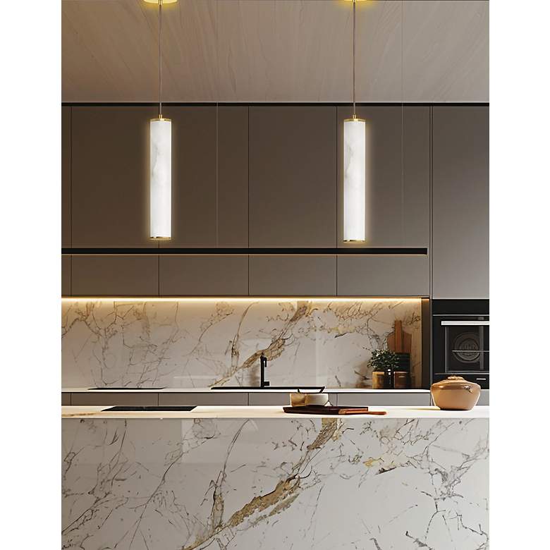 Image 2 Reuben 2.5" Wide Aged Brass LED Pendant more views