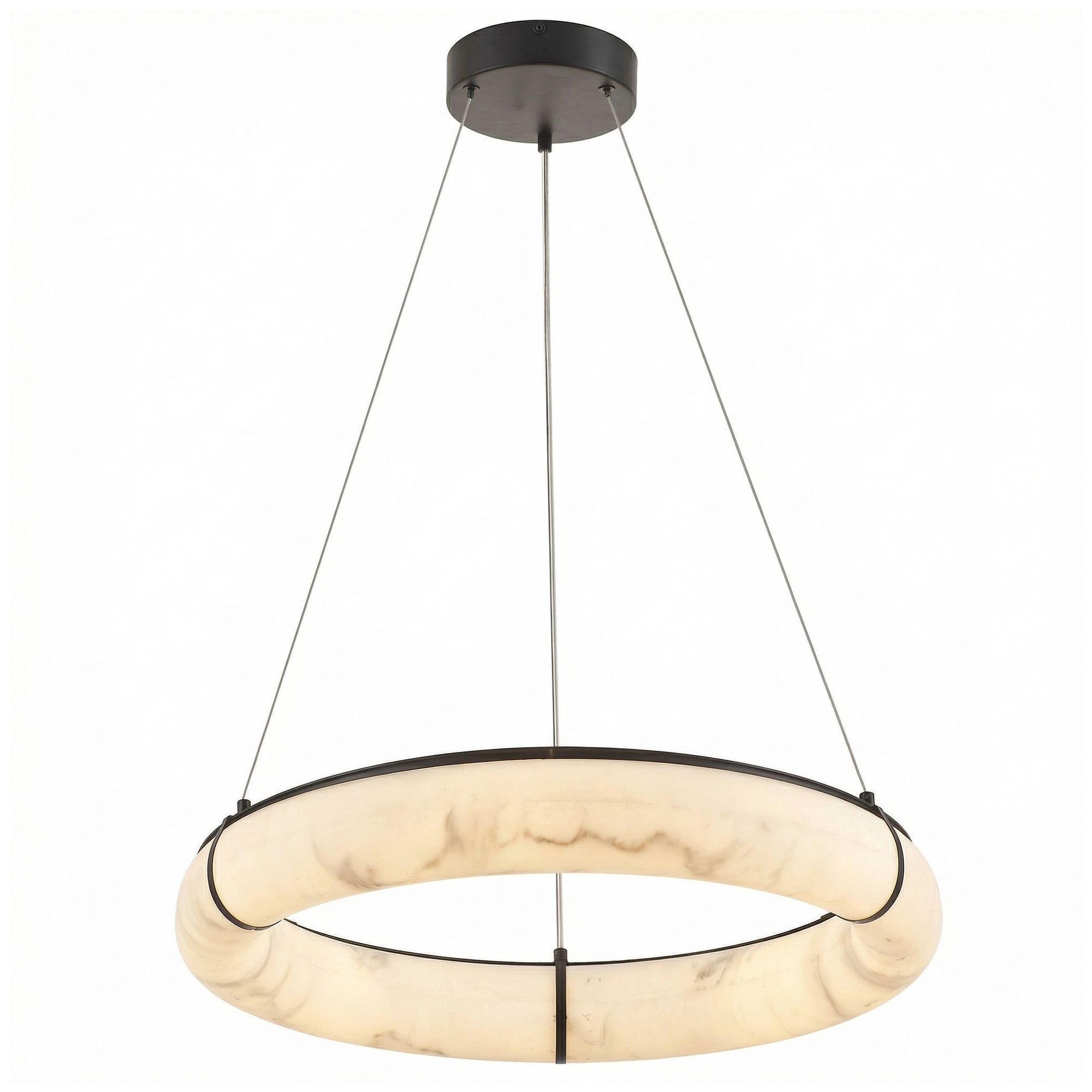 Image 2 Reuben 24" Wide Faux Alabaster, Matte Black LED Pendant more views