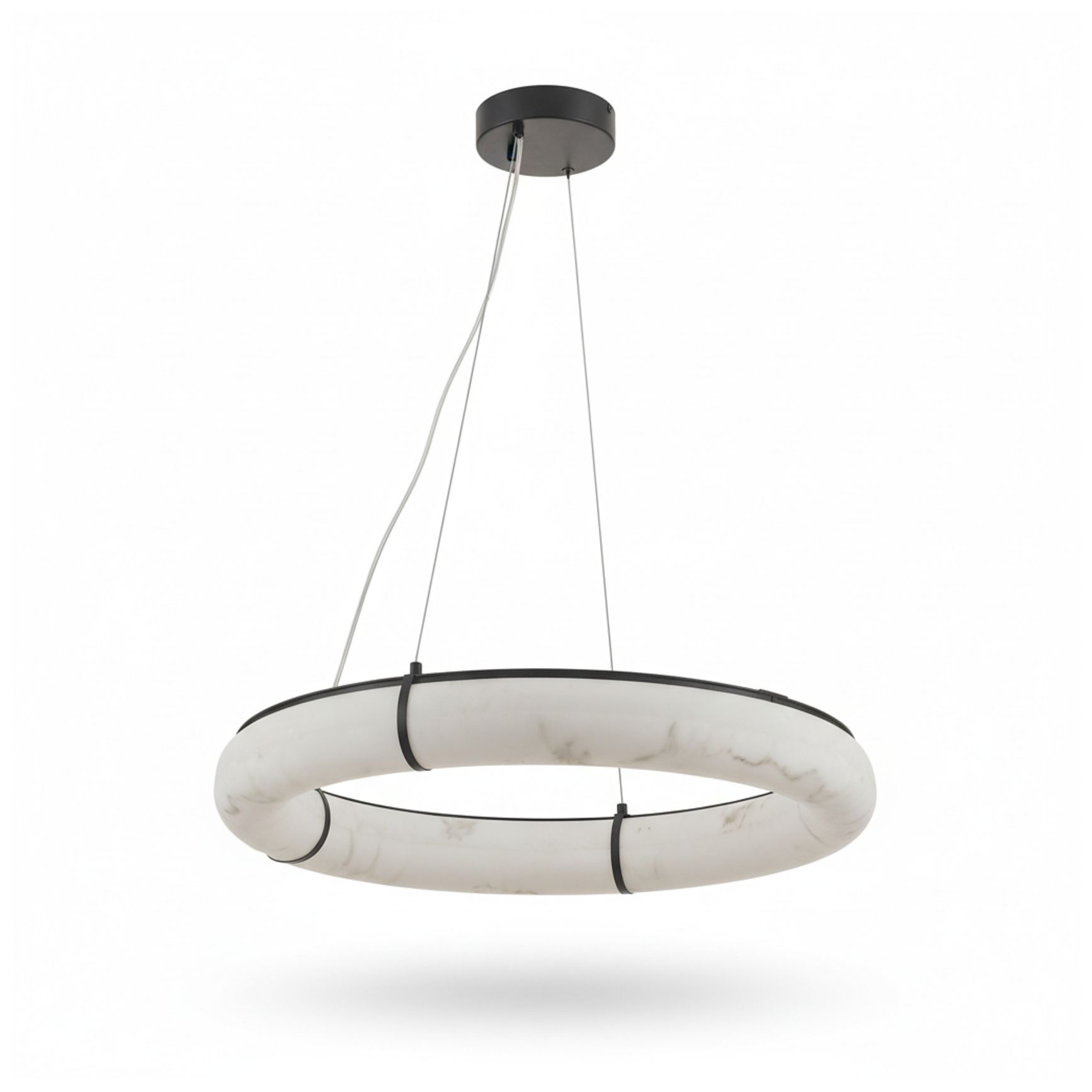 Image 2 Reuben 27" Wide Faux Alabaster, Matte Black LED Pendant more views