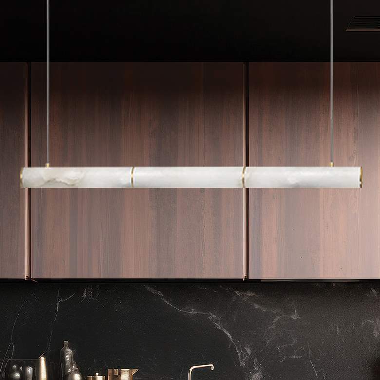Image 1 Reuben 40" Wide Aged Brass LED Linear Pendant