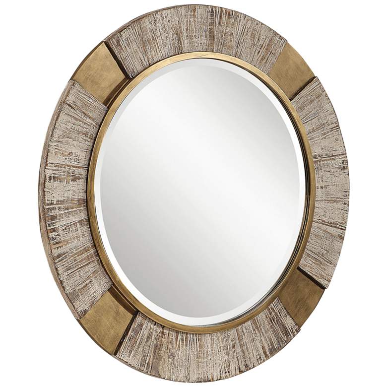 Image 2 Reuben Gold and White 40 inch Round Oversized Wall Mirror