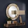 Reuben Gold and White 40" Round Oversized Wall Mirror