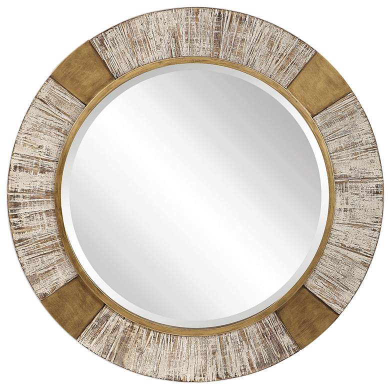 Image 5 Reuben Gold and White 40 inch Round Oversized Wall Mirror more views