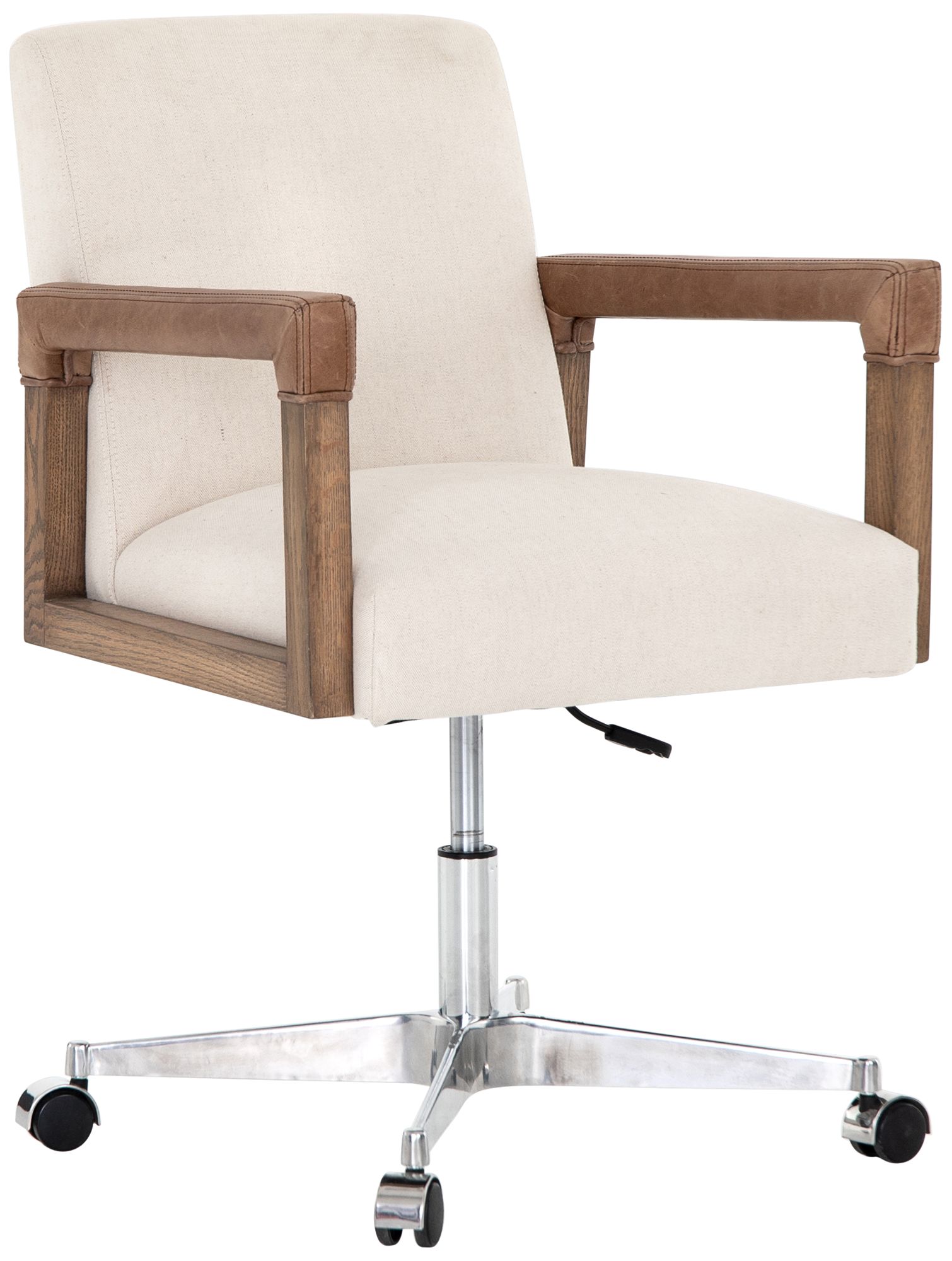 white leather and wood office chair