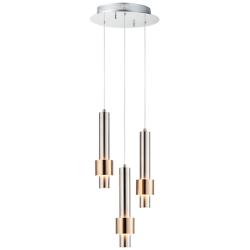 Reveal 11"W Satin Nickel and Brass LED Multi-Light Pendant
